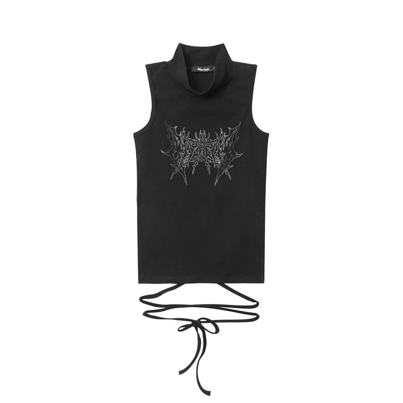 High Neck Tie Sleeveless Tank Top