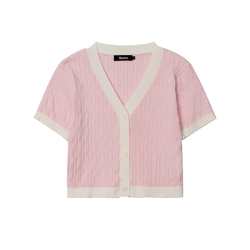Summer V-neck short-sleeved Sweater