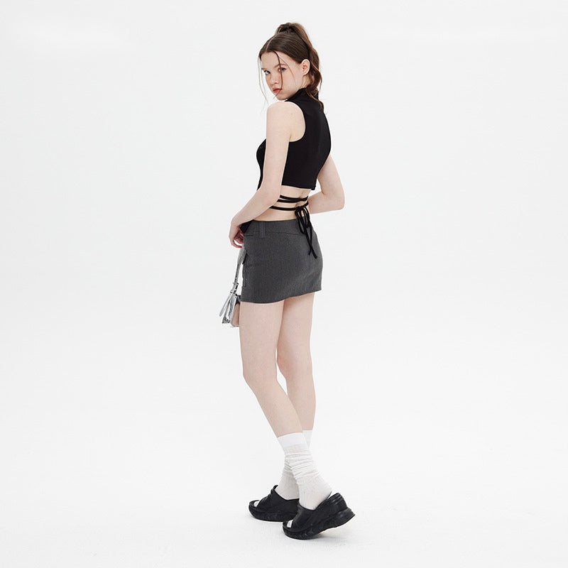 High Neck Tie Sleeveless Tank Top
