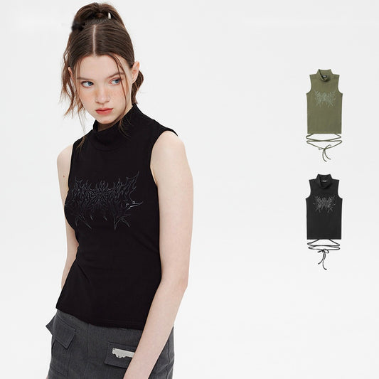 High Neck Tie Sleeveless Tank Top