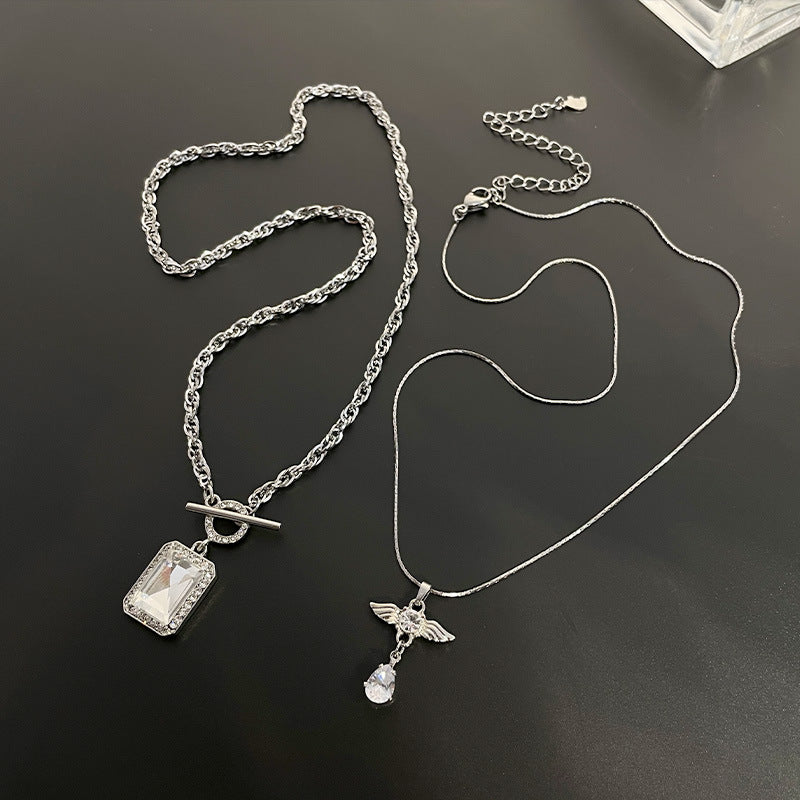 Crystal Wings Double Layer Necklace