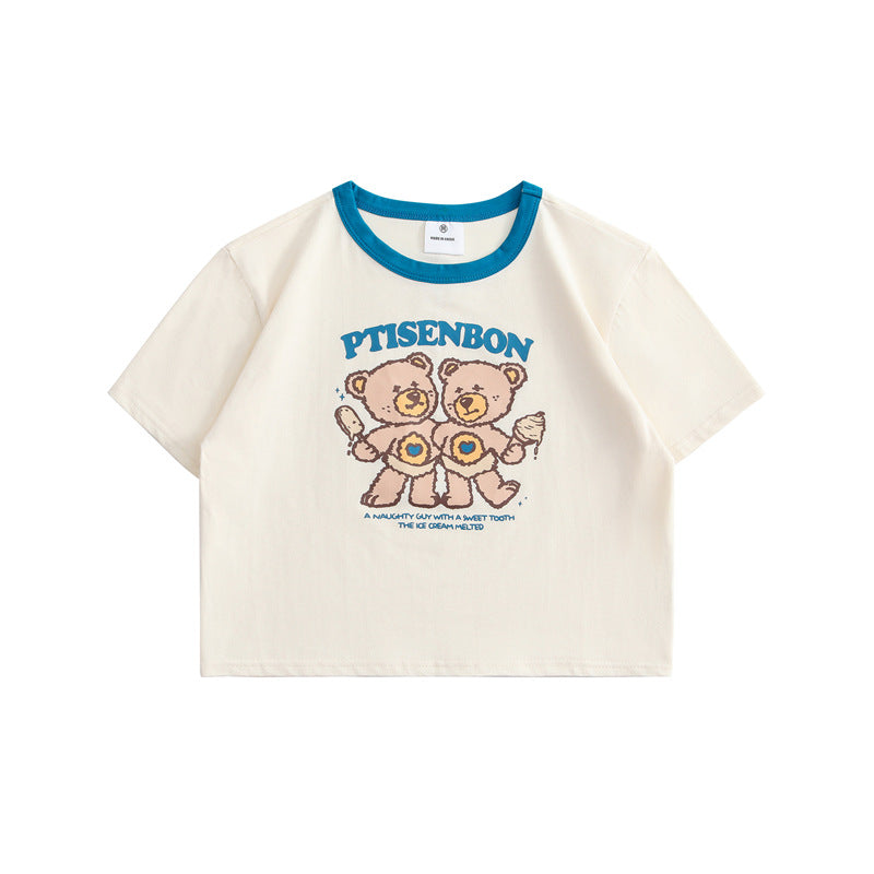 Cartoon Bär Crop Top