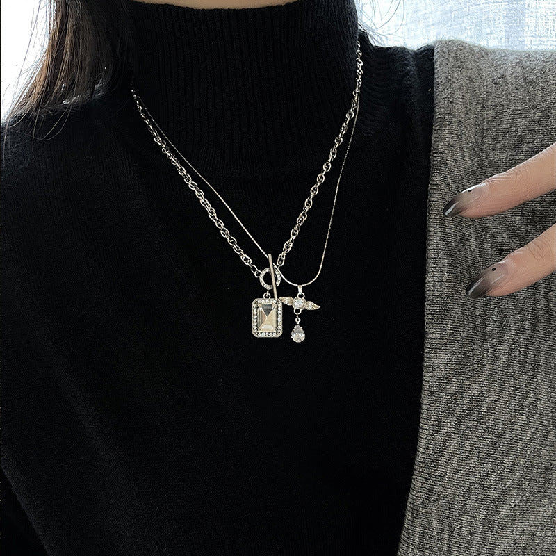 Crystal Wings Double Layer Necklace