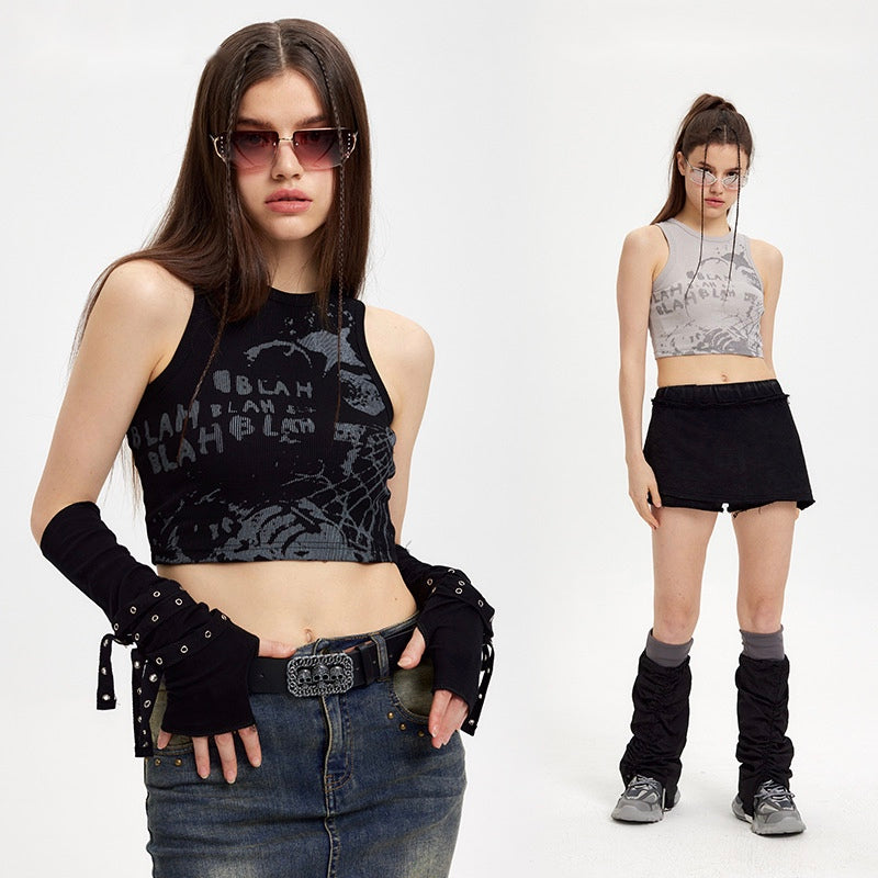 Minimalist Hip-Hop Printed Tank Top