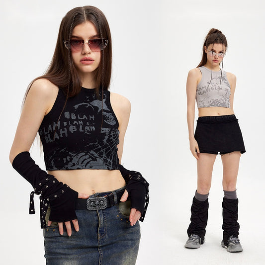 Minimalist Hip-Hop Printed Tank Top