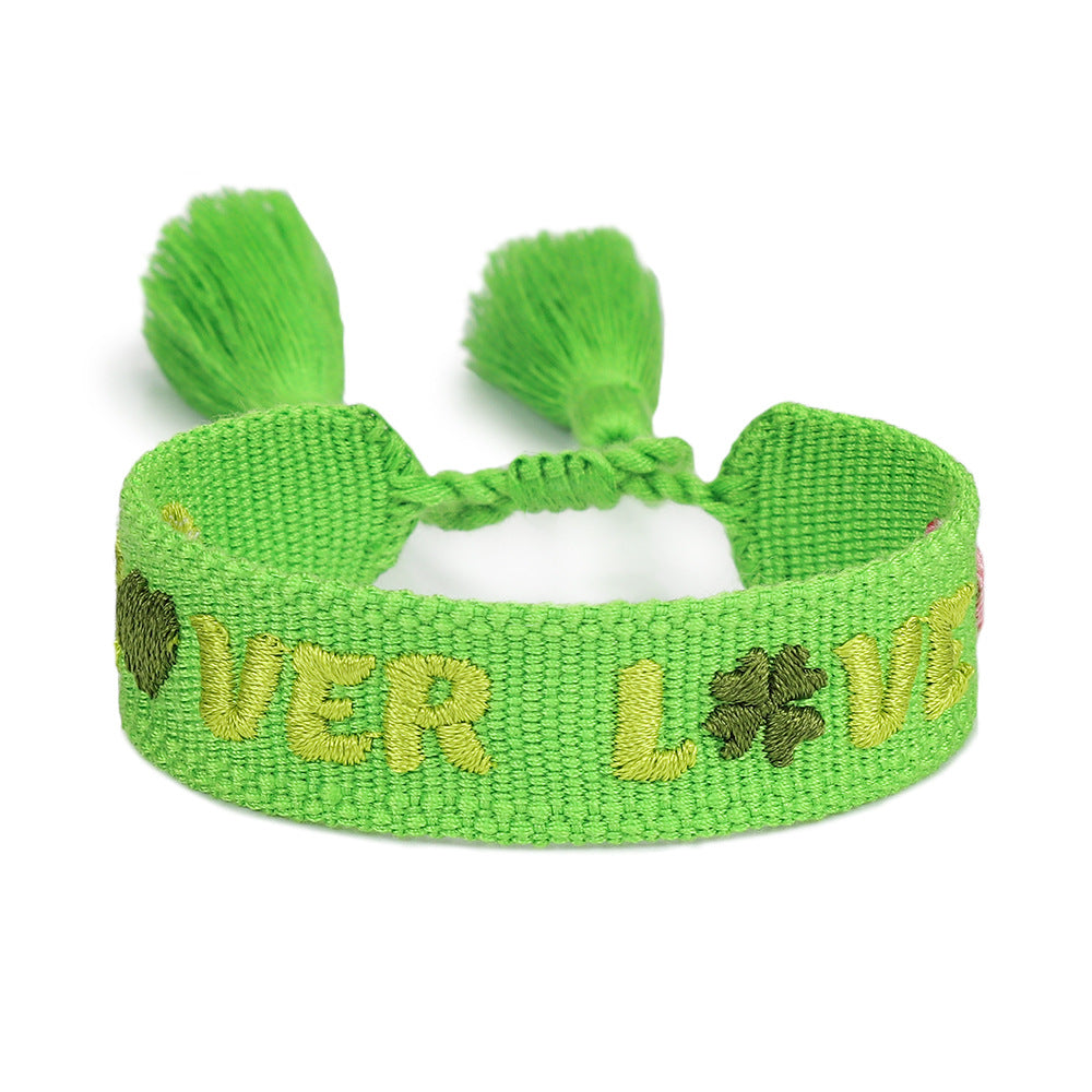 Handwoven Adjustable Bracelet-- Wish you lucky