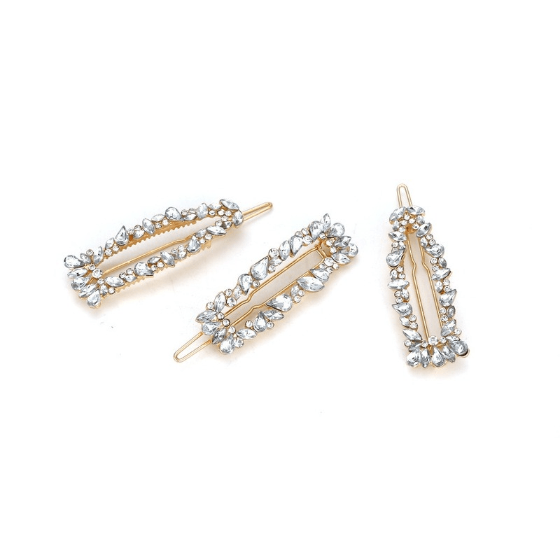 Vintage Geometric Rhinestone Hair Clip Set