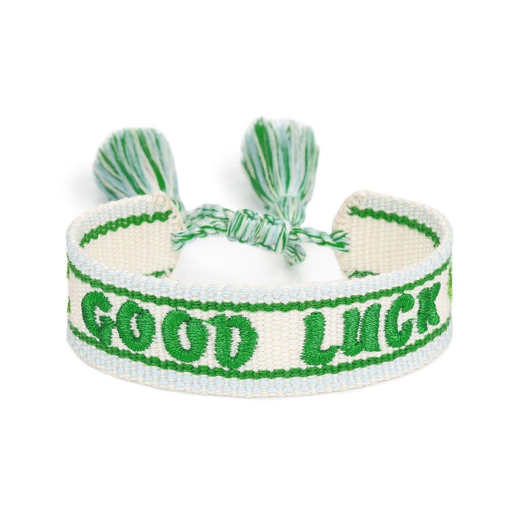 Handwoven Adjustable Bracelet-- Wish you lucky