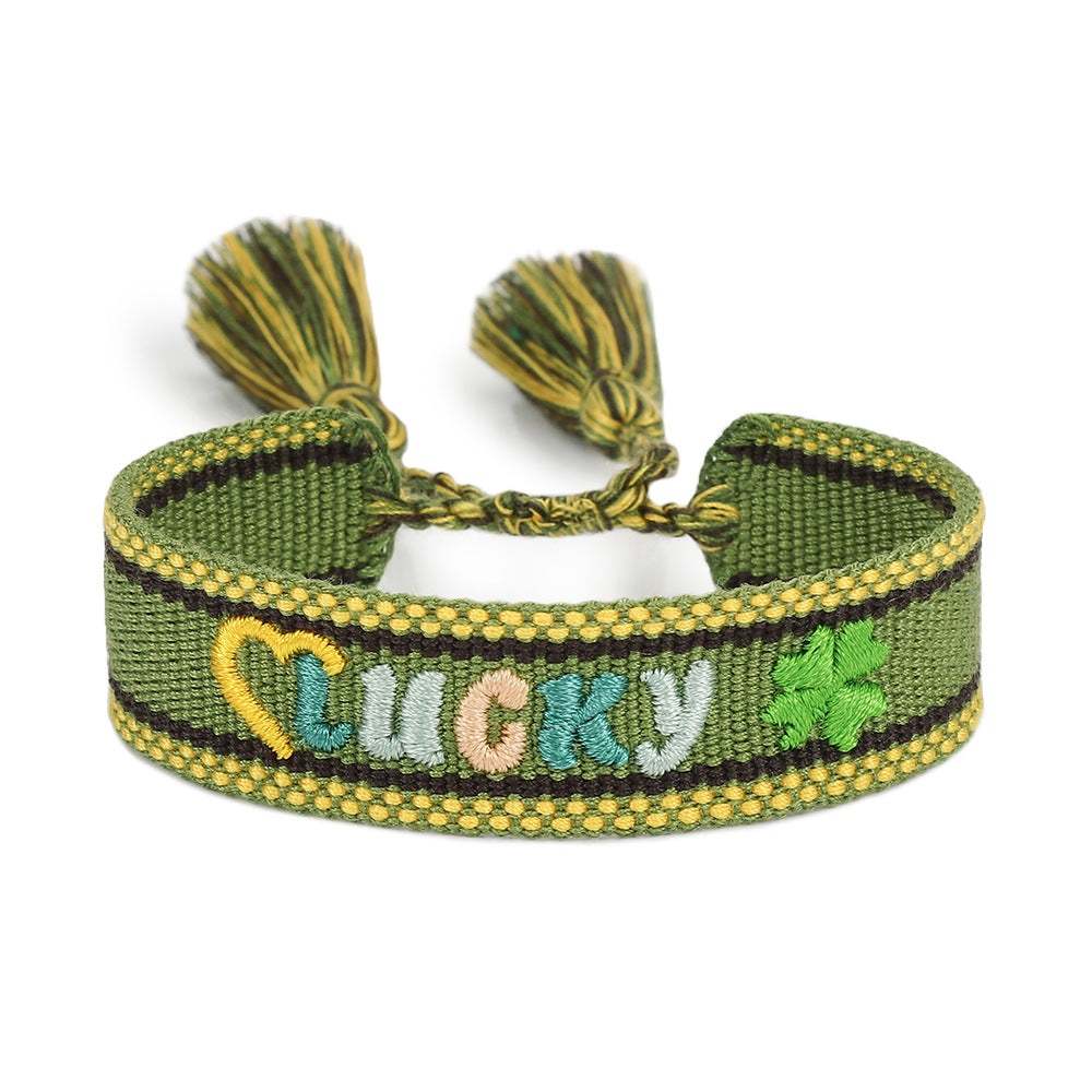 Handwoven Adjustable Bracelet-- Wish you lucky