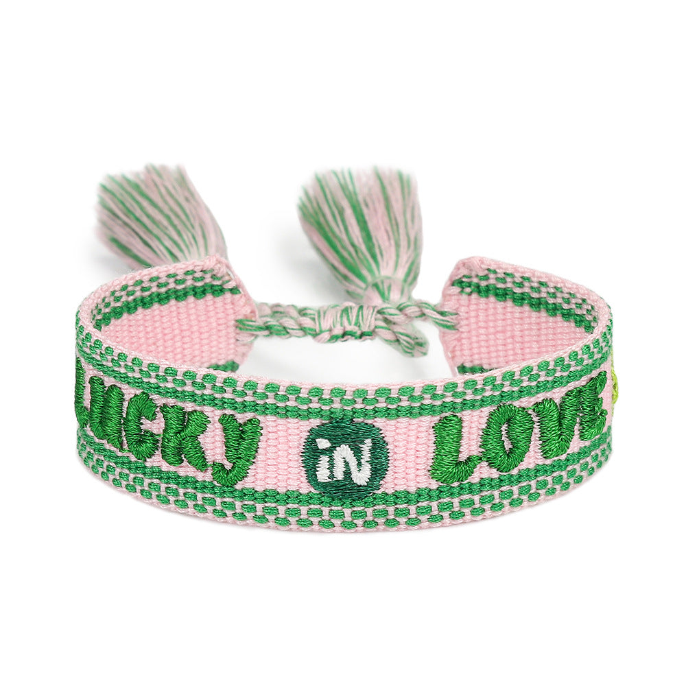 Handwoven Adjustable Bracelet-- Wish you lucky